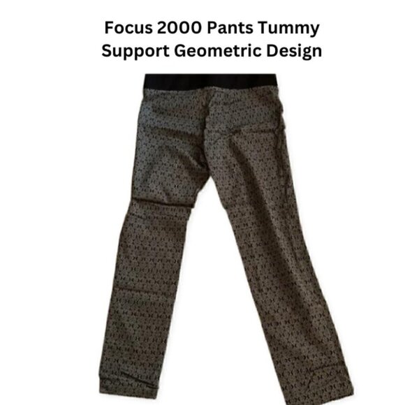 Focus 2000 Pants Tummy Support Geometric Print Design  Black and Grey Women's 10 - Picture 1 of 6